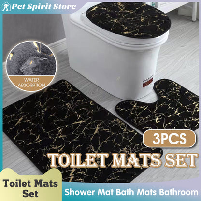 Bathroom Toilet Mats Set Anti Slip (Multi Styles/Colors)