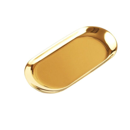 The Nordic Ins Gold Oval European Style Jewelry Tray Stainless Steel Plate Metal Desktop Receive Dish