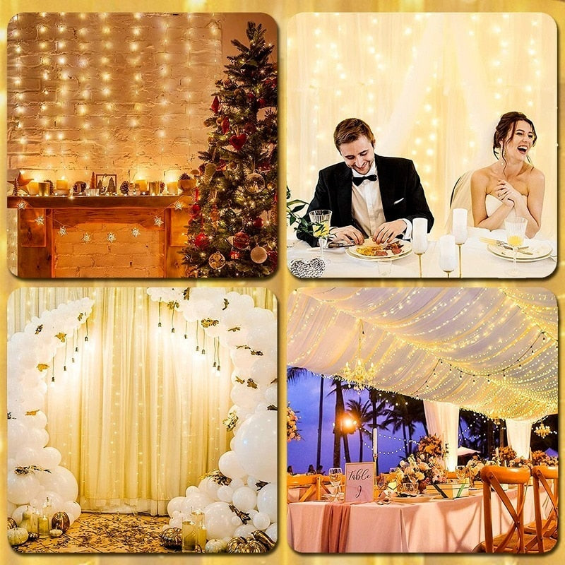 LED String Light  Decoration Remote Control USB Garland Curtain 3M Lamp