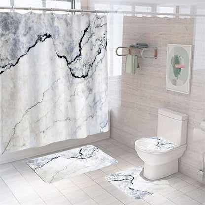 Luxury 3D Marble Shower Curtain, Rug, Toilet Set Polyester Fabric Waterproof Set