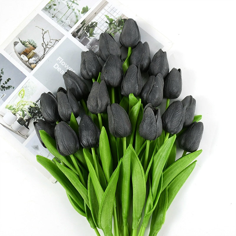 35 cm Tulip Flower Artificial Tulip Bouquet 10/5Pcs PE Foam Fake Flower Decor Home Garden Bouquet Decor