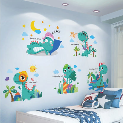 Cartoon Dinosaur Wall Stickers DIY Animal Mural Decals