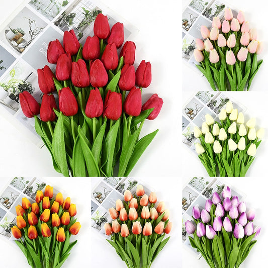 35 cm Tulip Flower Artificial Tulip Bouquet 10/5Pcs PE Foam Fake Flower Decor Home Garden Bouquet Decor