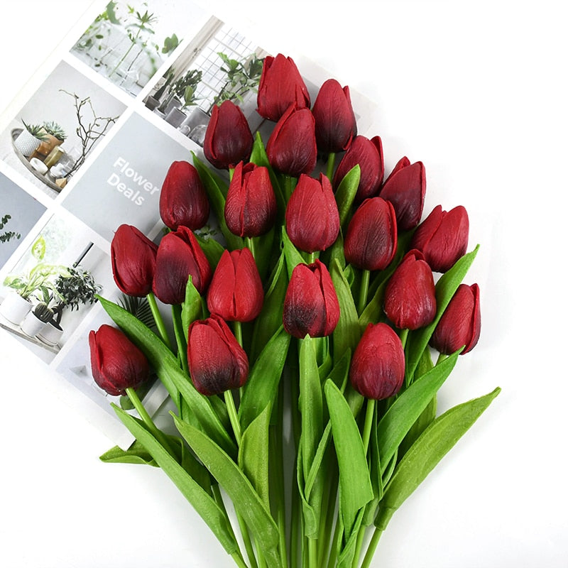 35 cm Tulip Flower Artificial Tulip Bouquet 10/5Pcs PE Foam Fake Flower Decor Home Garden Bouquet Decor