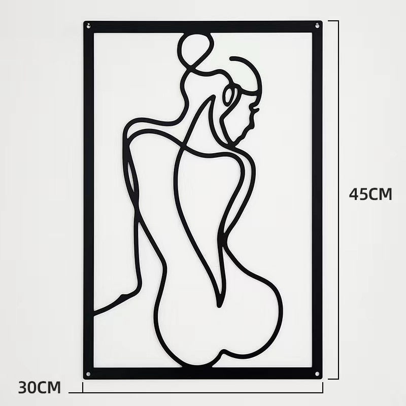 Nordic Abstract Female Line Iron Wall Hanging Decor