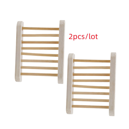 2pcs Portable Soap Dishes Natural Wood Soap Tray Holder Dish Storage Bath Shower Plate Home Bathroom Wash Soap Holder Organizer