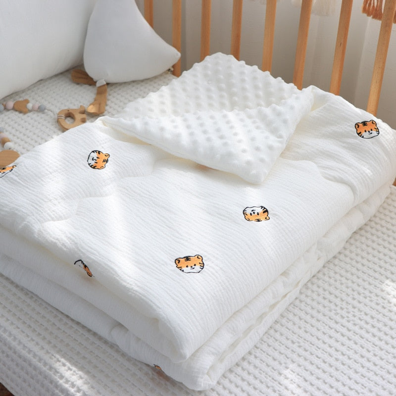 Thick Cotton Embroidered Bear or Tiger Baby Duvet Newborn Thermal Comforter