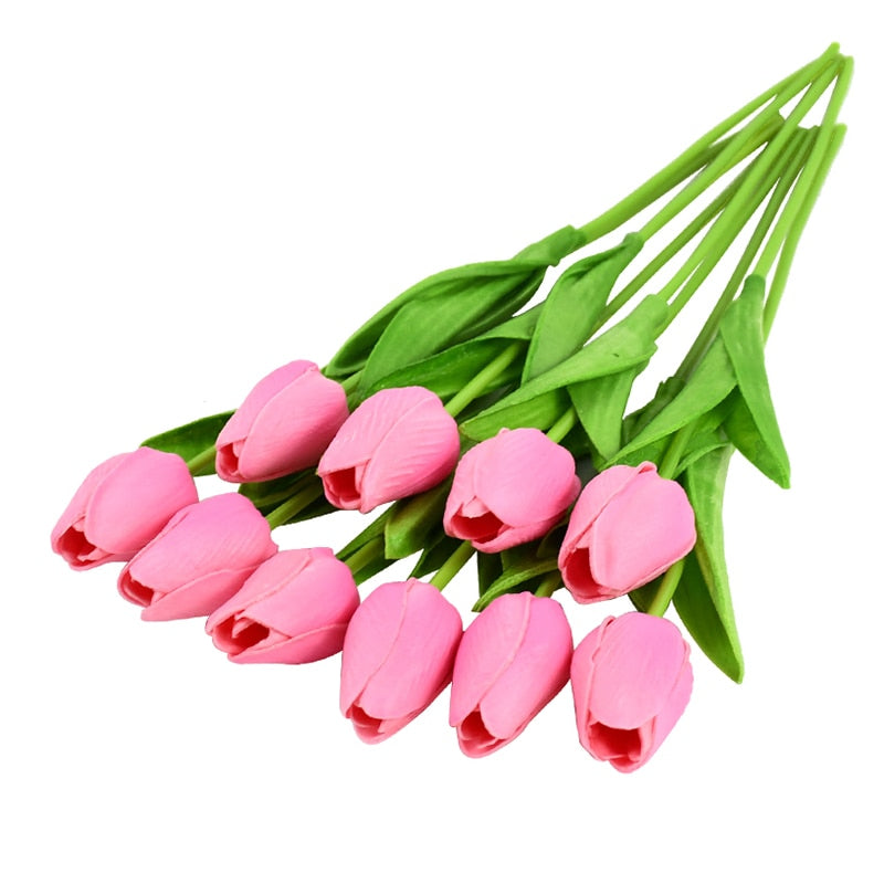 10PCS Tulip Artificial Flower Real Touch Artificial Bouquet PE Fake Flower