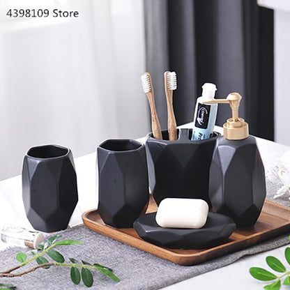 Nordic Black Frosted Bathroom Set