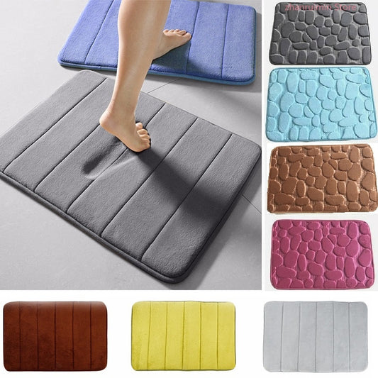 Coral Fleece Water Absorption Non-slip Memory Foam Washable Bathroom Mat (Multi Styles/Colors)