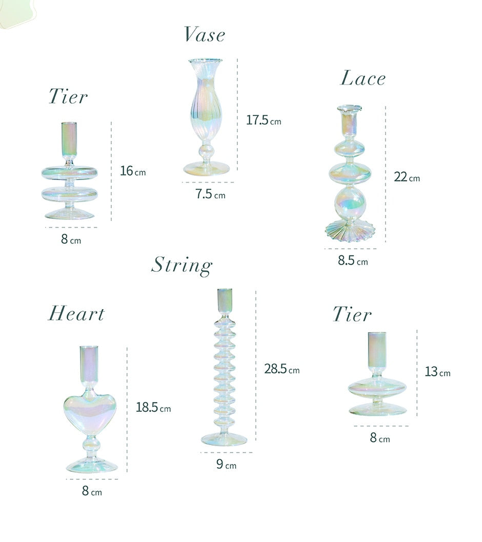 Iridescent Candle Holders Rainbow (Multi Styles)