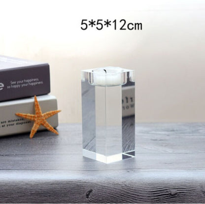 ERMAKOVA Candle Holder Solid Crystal Clear Square Glass Pillar Tealight Holder for Wedding Home Decoration Candlelight Dinner