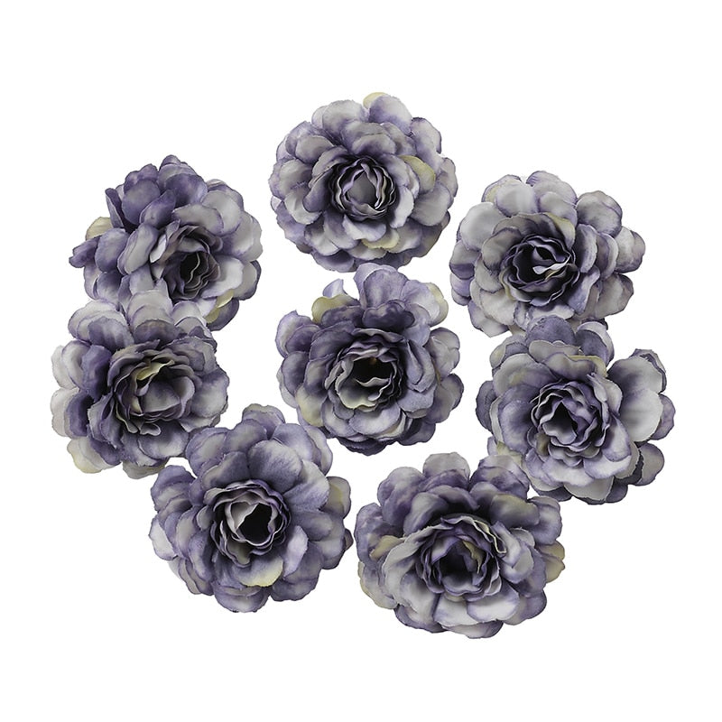 Silk Rose Artificial Flower Head Fake Flower For Home Decor DIY Wreath Accessories (Multi Colors)