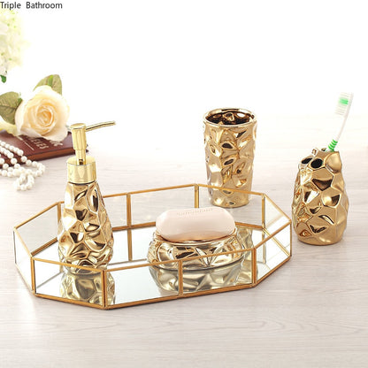 Ceramic bathroom set four-piece Gold