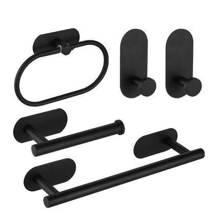 No Drilling Black Bathroom Accessories Sets Toilet Tissue Roll Paper Holder Towel Rack Bar Rail Ring Robe Clothes Hook Hardware