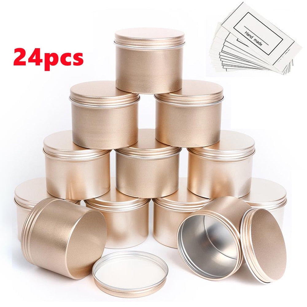 12pcs/24pcs Pack 100ml Round Empty Aluminum Jar Tea Package Box Sundry Kitchen Seasoning Pot Gold Silver Black Containers