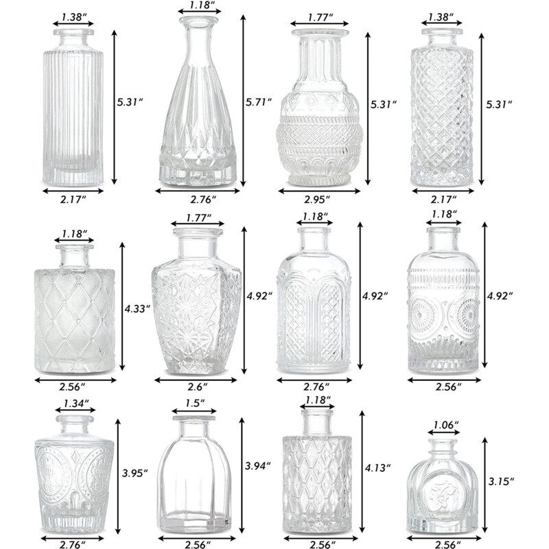 Simple Transparent Glass Small Nordic Aromatherapy Bottle Vase (Multi Styles)