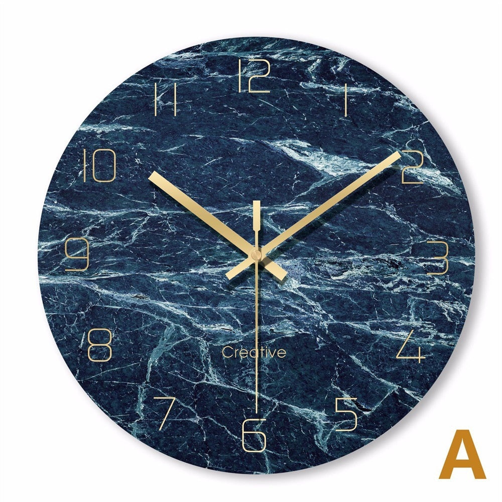 1 Pcs Nordic Marble Wall Clock Modern Minimalist Art Clocks (Multi Colors)