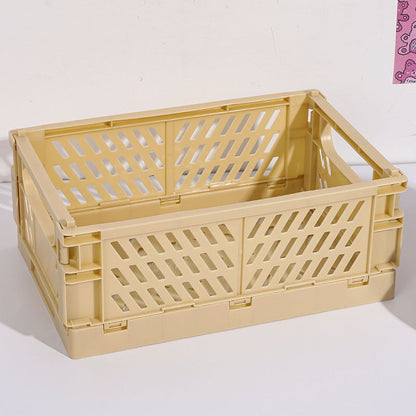 5 Color Organizing Storage Baskets Case Folding Desktop Basket Tape Stationery Plastic Foldable Container Storage Box