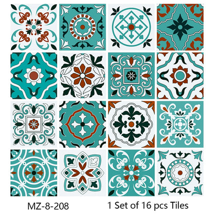 16pcs/set Tiles Sticker Waterproof Peel; Wall Decals