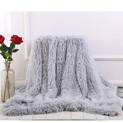 Fluffy Long Plush Throw Blanket Super Soft Double-sided Bedspread