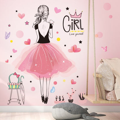 Fairy Girl Wall Stickers Decor DIY Balloons Butterflies Wall Decals