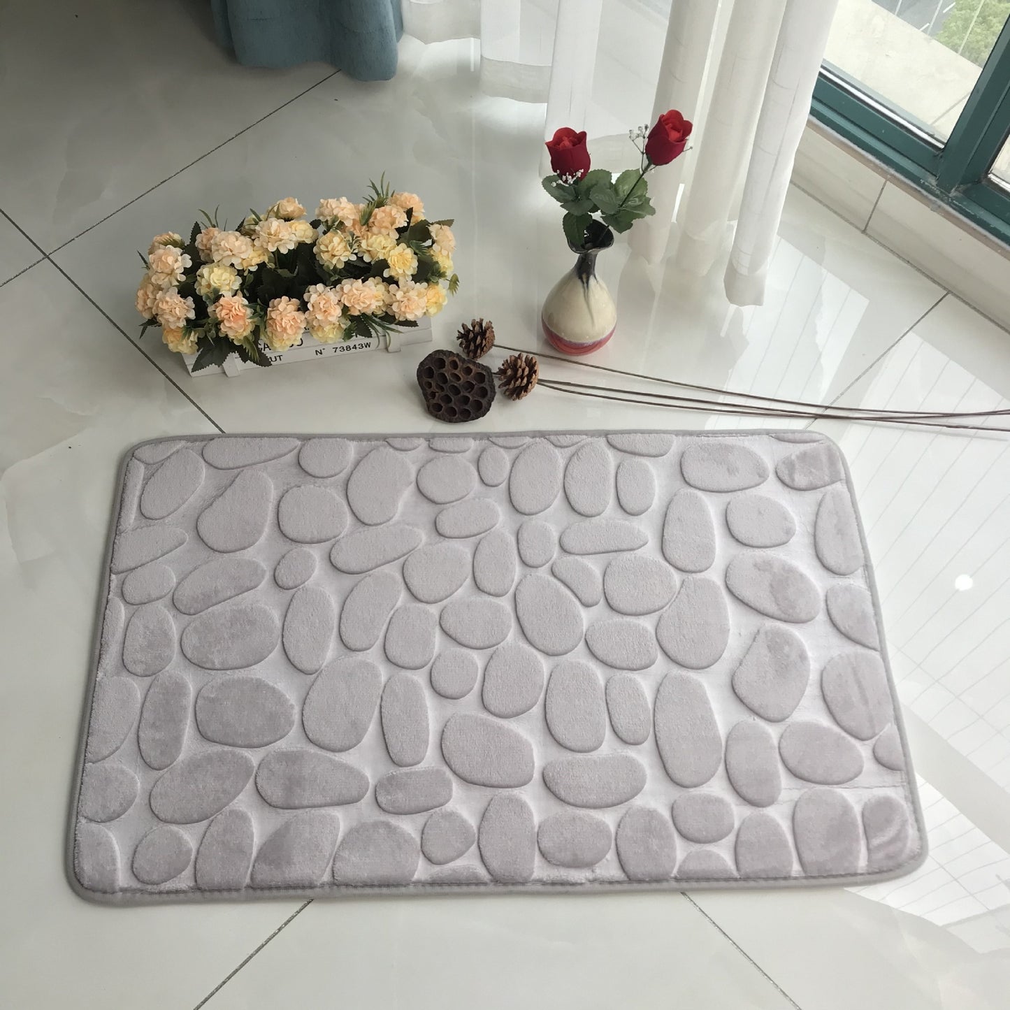 3D Cobblestone Embossed Non Slip Memory Foam Mat (Multi Styles/Colors)