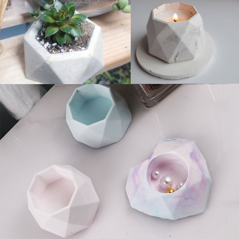 Hexagon Candle Jar Silicone Molds for Handmade UV Epoxy Plaster Concrete Clay Planter Pot Candle Holder Mould Home Decor