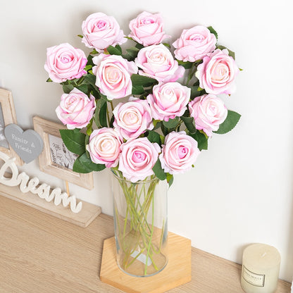 5pcs Artificial Rose Flowers Silk Long Branch Bouquet Home Room Table Centerpiece Decor Fake Plant Wreath Accessory