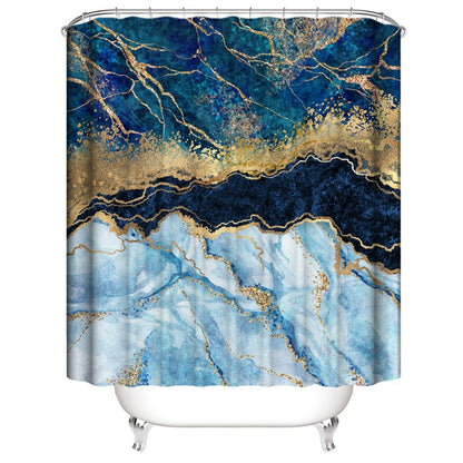 Luxury 3D Marble Shower Curtain, Rug, Toilet Set Polyester Fabric Waterproof Set