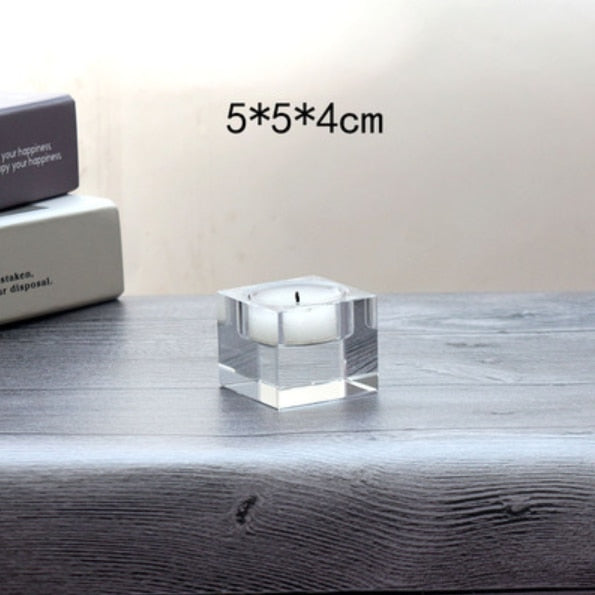 ERMAKOVA Candle Holder Solid Crystal Clear Square Glass Pillar Tealight Holder for Wedding Home Decoration Candlelight Dinner