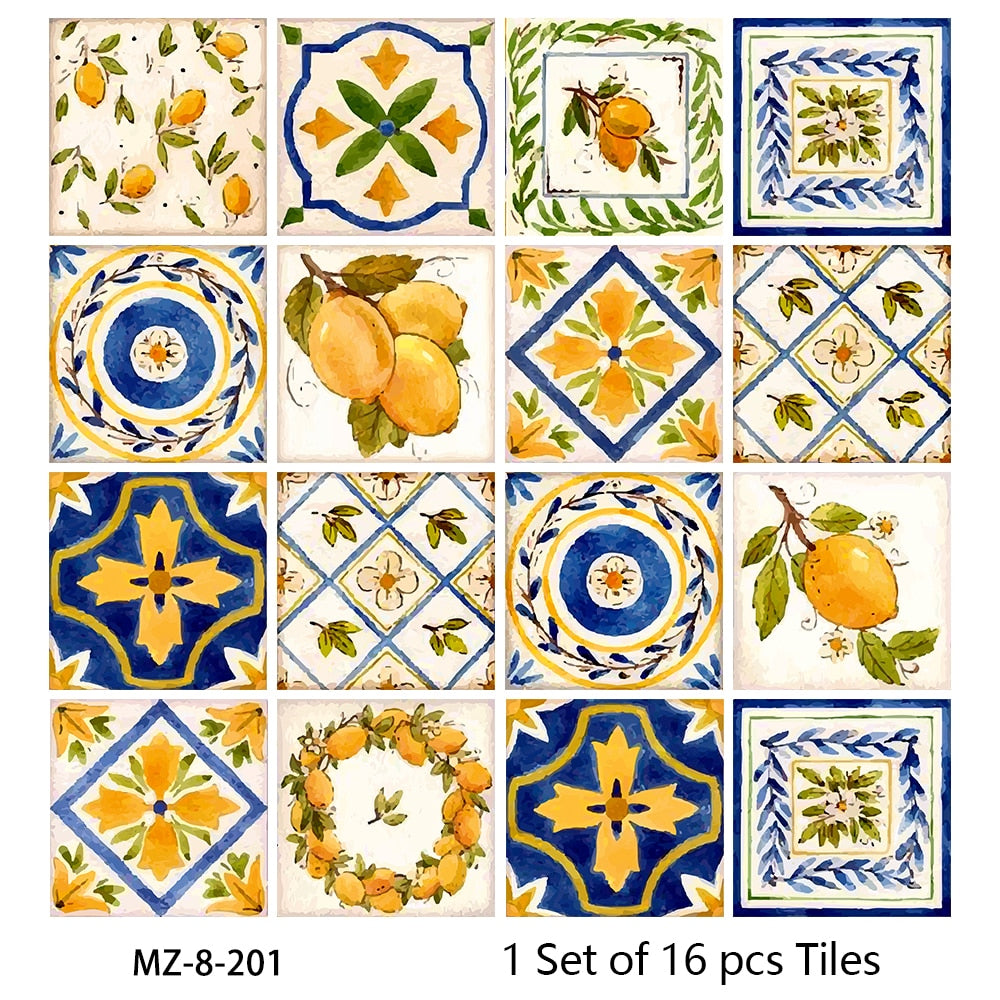 16pcs/set Tiles Sticker Waterproof Peel; Wall Decals