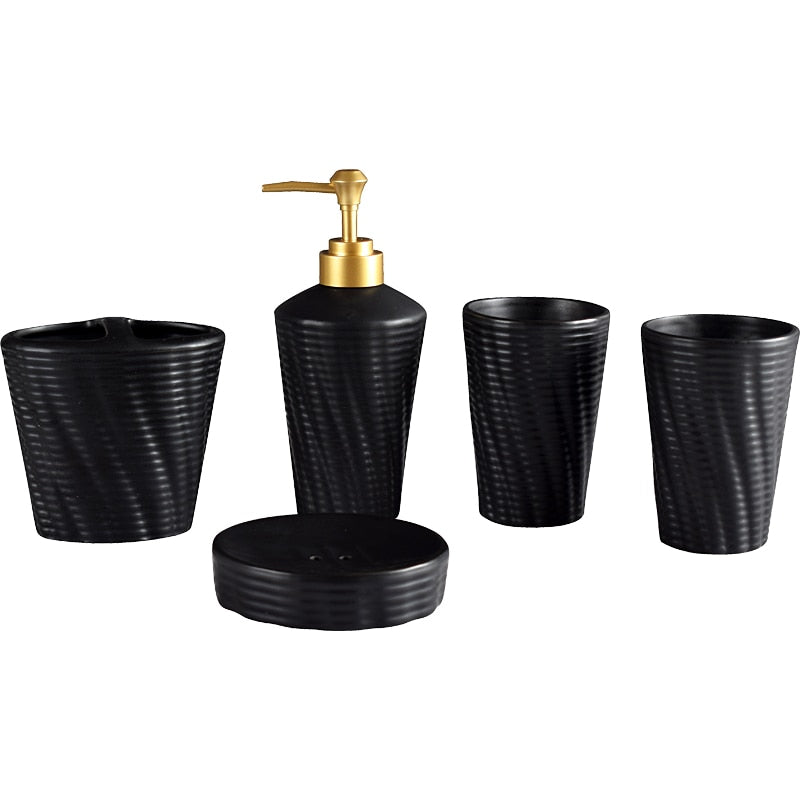 Nordic Black Frosted Bathroom Set