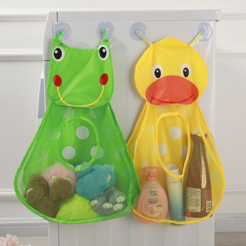 Baby Bath Toys Cute Duck Frog Mesh Net Toy Storage Bag Strong Suction Cups Bath Game Bag Bathroom Organizer Water Toys for Kids