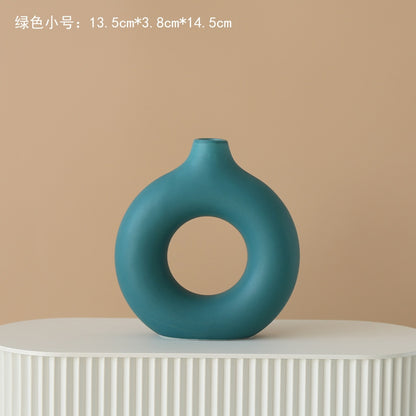 Nordic Ceramic Vase Circular Hollow Donuts Flower Pots (Multi Styles/ Colors)