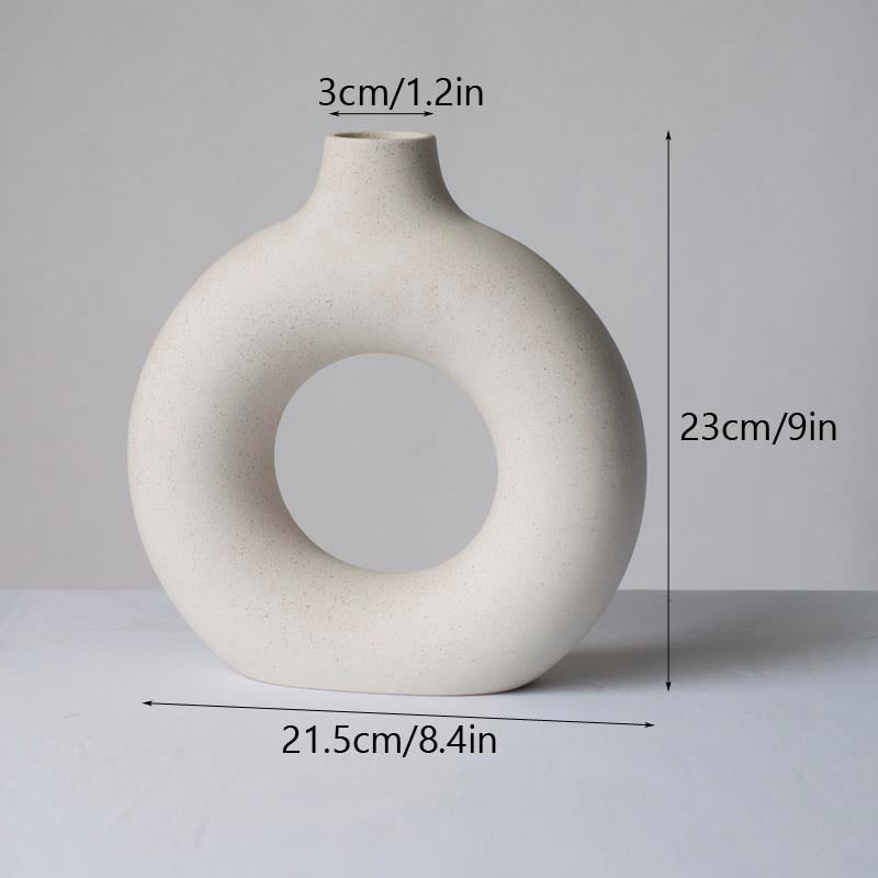 Vilead Square Circular Hollow Ceramic Vase Donuts (Multi Styles/ Colors)