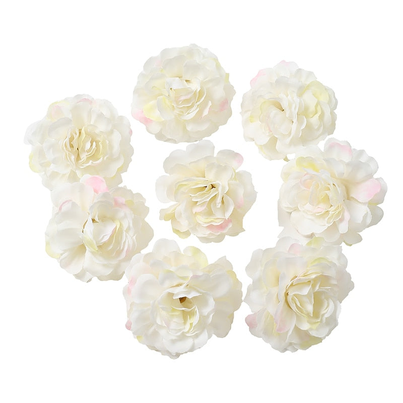 Silk Rose Artificial Flower Head Fake Flower For Home Decor DIY Wreath Accessories (Multi Colors)