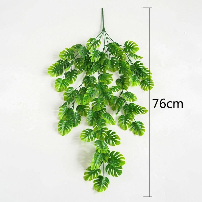 Artificial Plant Vines Wall Hanging Rattan Leaves Branches Outdoor Garden Home Decoration Plastic Fake Silk Leaf Green Plant Ivy