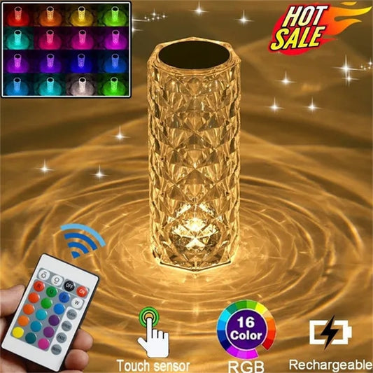 3/16 LED Crystal Table Lamp Rose Light Projector USB (Multi Colors)