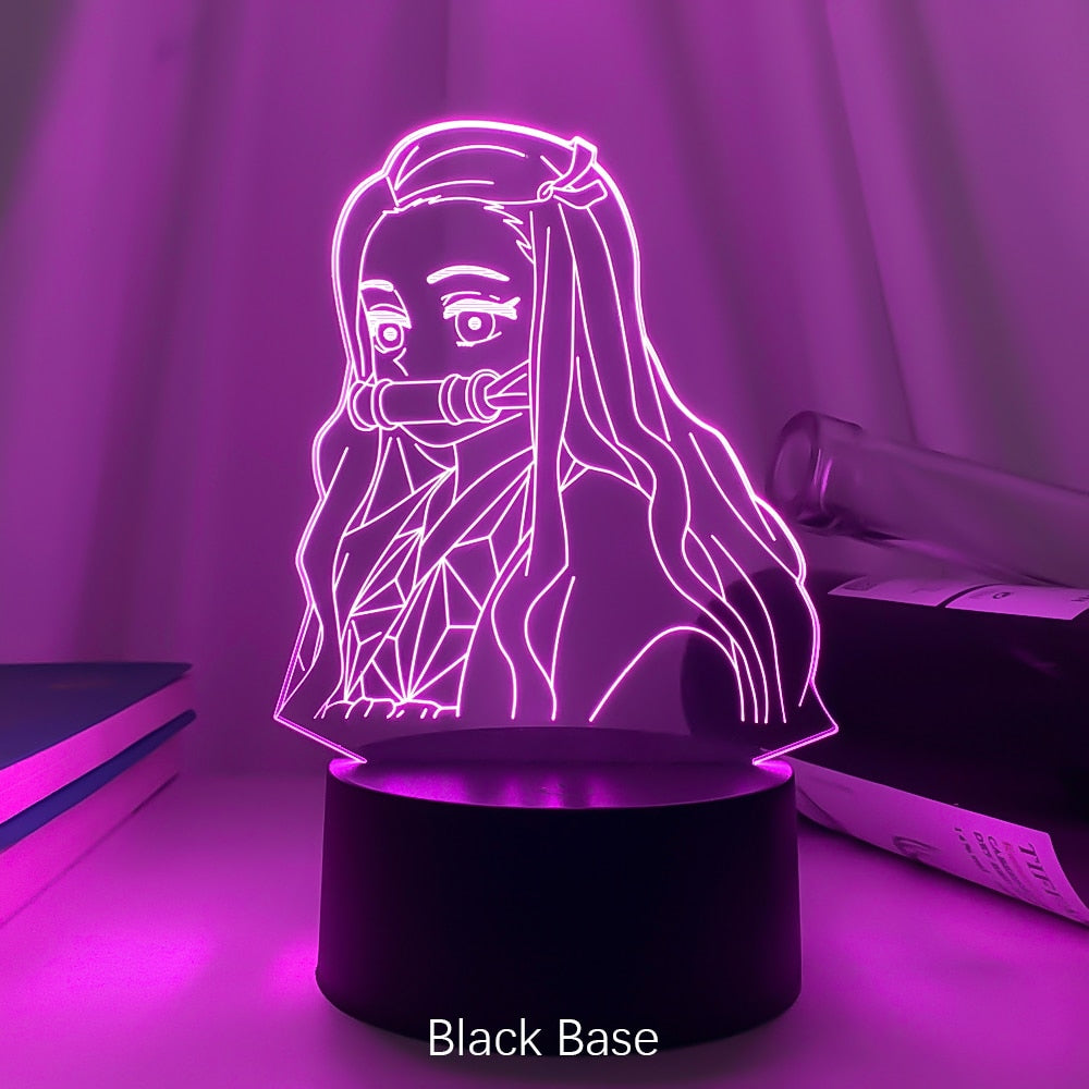 Kimetsu No Yaiba Nezuko Kamado Figure Led Night Light Decor 3D Lamp Demon Slayer (Multi Base)