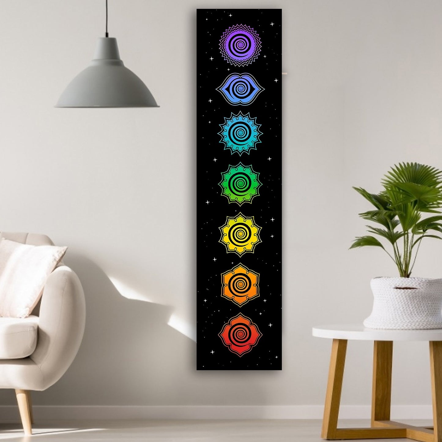 Rainbow Chakras Tapestry Buddhism Yoga Cosmic Energy Centers meditation Tapestries black Wall Hanging Drom Home Decor