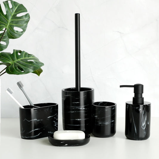 Black Bathroom Accessory Resin Set