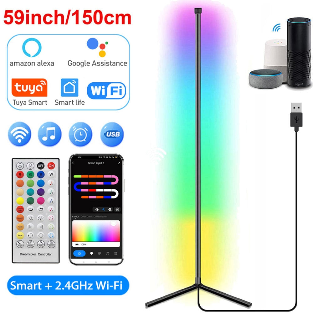 Dimmable Stand Tuya Smart RGB LED Mood Light Conner Lamp (USB/ Remote/ Multi Colors)