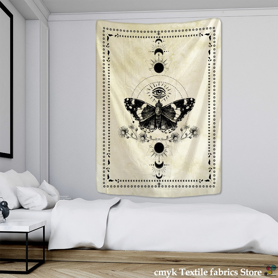 Psychedelic Butterfly Tarot Tapestry Wall Hanging Witchcraft Bohemian Hippie Tapiz Dormitory Home Decor