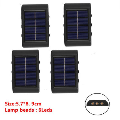 Up to 6 LED Solar Wall Lamp Outdoor Waterproof Up and Down Luminous Lighting Garden Decoration Solar Lights Stairs Fence Sunlight Lamp