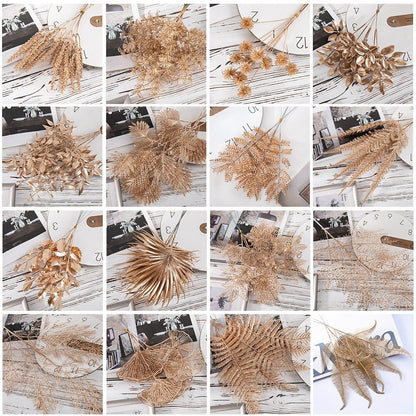 Gold Artificial Plant Bouquet Plastic Fake Flowers (Multi Styles)