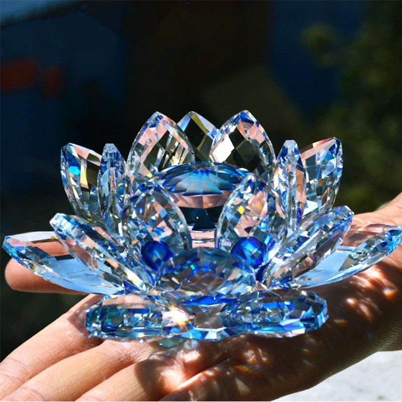 80mm Quartz Crystal Lotus Flower Crafts Glass (Multi Colors)