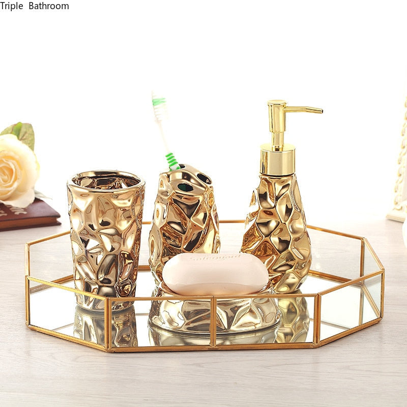 Ceramic bathroom set four-piece Gold