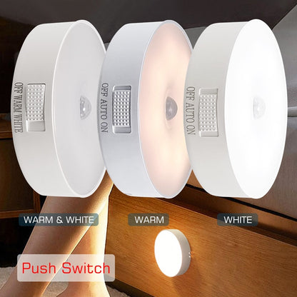 Motion Sensor Light Wireless LED Night Light USB Bedroom Lamp Room Decor Cabient Light Detector Stairs Hallway Closet