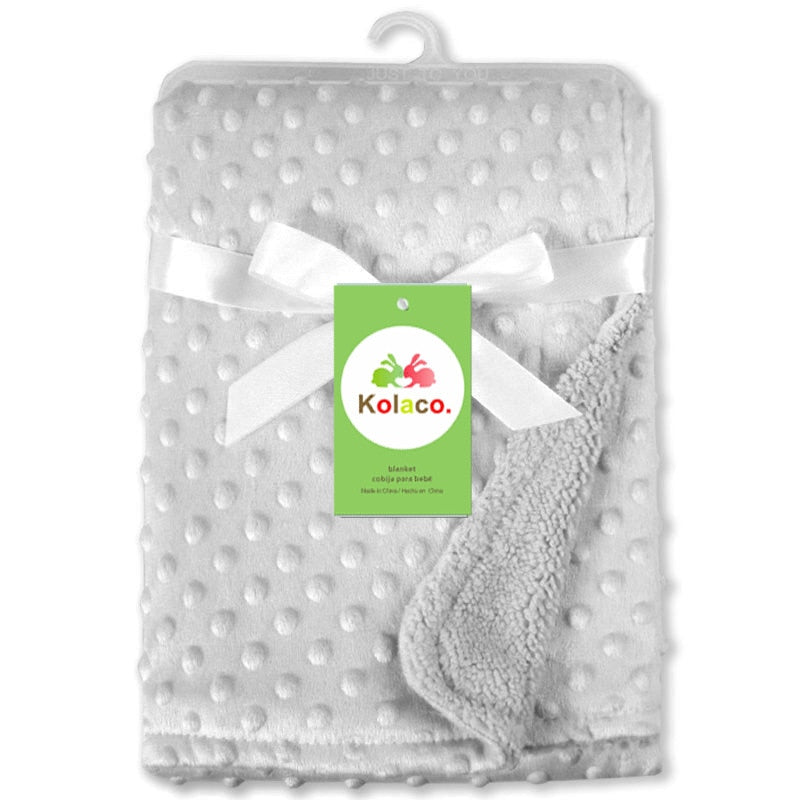 Baby Fleece Thermal Soft Newborn Blanket Solid Bedding Set